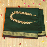 Kanchi Semi Cotton Green Saree With Zari Border
