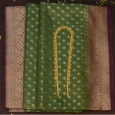 Banarasi Rangkat Cotton Forest Green Saree with Blouse