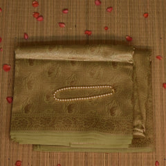 Pale Gold Benares Chanderi Saree with Full Zari