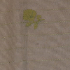 Cream Cotton Saree with Olive Drab Floral Embroidery