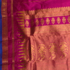 Ilkal Gadwal Silk Orange Saree Pink Jari Boarder with Blouse