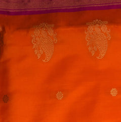 Ilkal Gadwal Silk Orange Saree Pink Jari Boarder with Blouse