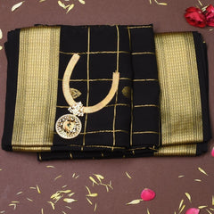 Mysore Crepe Silk Charcoal Black Saree