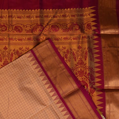 Gadwal paithani pure silk Soft Caramel Saree with Blouse