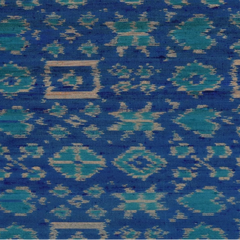 Pochampally Ikkat Blue Saree with Gold Border and Blouse