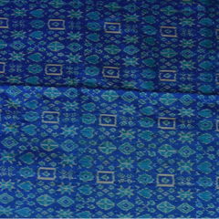 Pochampally Ikkat Blue Saree with Gold Border and Blouse