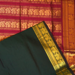 Kanchi Silk Cotton Bottle Green With Zari Border