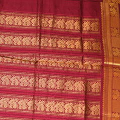 Kanchi Silk Cotton Bottle Green With Zari Border