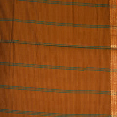 Semi cotton rama green saree with brown boarder