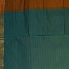 Semi cotton rama green saree with brown boarder
