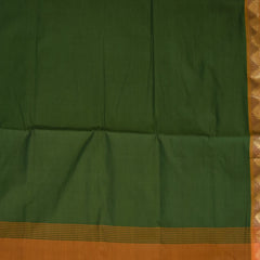 semi cotton deep green saree with rust boarder