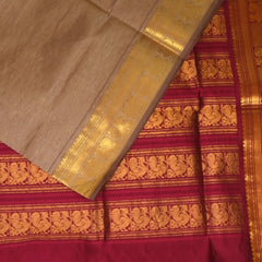 Kanchi Silk Cotton Beige Color Saree With Zari Border