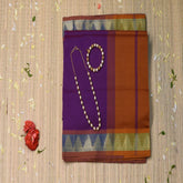 Semi cotton grape wine saree with jari boarder