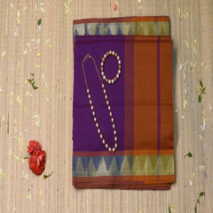 Semi cotton grape wine saree with jari boarder
