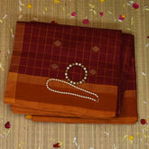 Kanchi Silk Cotton Red Saree With Mustard Yellow Border