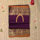 Semi Cotton Grape wine saree with jari boarder