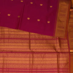 Kanchi Silk Cotton Rani Pink Saree With Zari Border