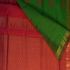 Kanchi silk cotton green saree with blouse