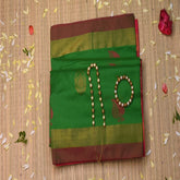 Kanchi silk cotton green saree with blouse