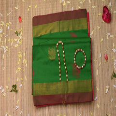 Kanchi silk cotton green saree with blouse
