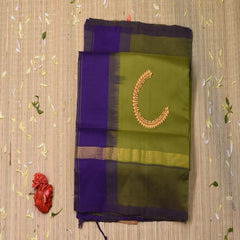 Semi cotton green saree with blouse