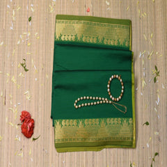 Semi Cotton Green Saree with Jari Boarder