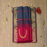 kanchi silk cotton deep pink saree with jari boarder