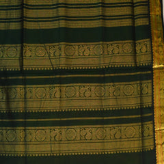 Silk Cotton mustard yellow saree with bottle green jari boarder