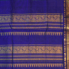 Silk cotton parrot green saree royal blue boarder