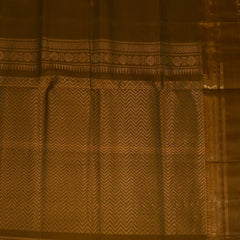 Silk Cotton bottle green saree with gold boarder