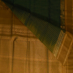 Silk Cotton bottle green saree with gold boarder