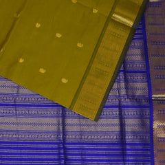 Kanchi Silk Cotton Lemon Green Saree With Zari Border