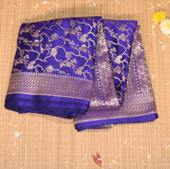 Art Silk benarasi navy blue saree with jari boarder
