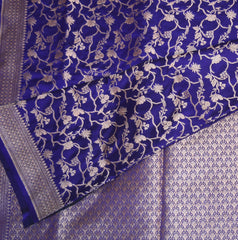 Art Silk benarasi navy blue saree with jari boarder