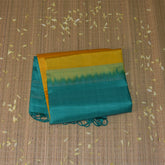 Kanchivaram Pure silk yellow and sky blue saree with jari boarder