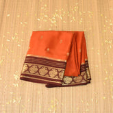 Pure mysore crepe Orange saree with jari boarder