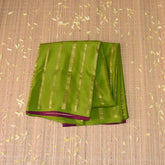 Pure mysore crepe silk parrot green saree with full jari work