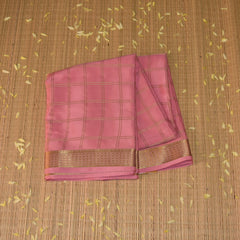 Pure mysore crepe silk baby pink saree with jari work