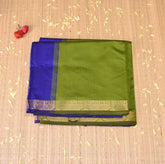 Semi Silk Cotton Green Saree with jari work