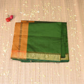 kanchi Cotton Green saree with jari boarder
