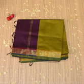 Semi Silk Cotton Green saree with jari boarder
