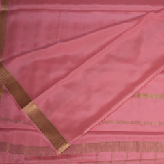 Pure mysore crepe silk baby pink saree with jari work