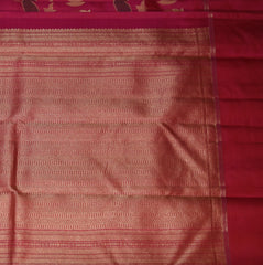 Kanchivaram pure silk pink saree with meenakari jari boarder