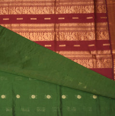 Kanchi pure Silk Cotton Green saree with jari boarder