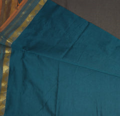 Semi Silk Cotton Rama green saree with jari boarder