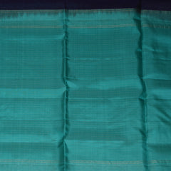 Kanchivaram pure silk Navy blue saree with sky blue jari boarder