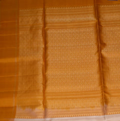 Kanchivaram pure silk Half white saree with jari boarder