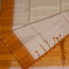 Kanchivaram pure silk Half white saree with jari boarder