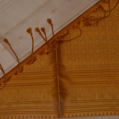 Kanchivaram pure silk Half white saree with jari boarder