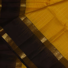 kanchivaram pure silk Yellow and beige saree with jari boarder